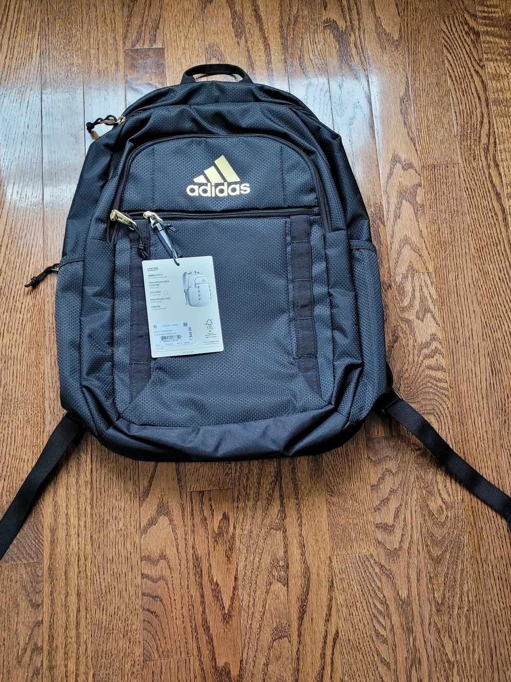 adidas Black Backpack with Gold Logo Accents